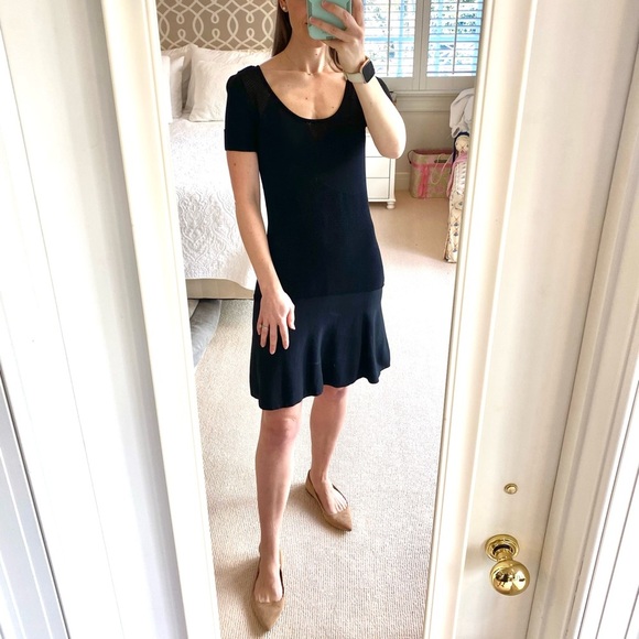 Julia Jordan Black Knit Stretch Fitted Dress Short Sleeve Small Bodycon - Picture 4 of 8